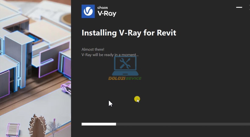 Đợi quá trình tải Vray for Revit 2021 hoàn tất.
