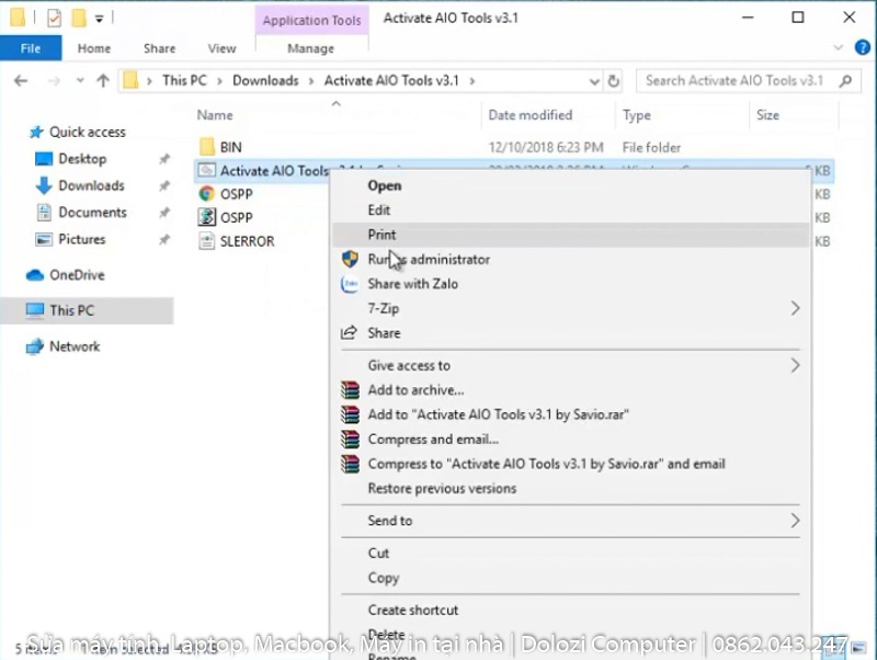 Active Windows 10 bằng Activate AIO Tools
