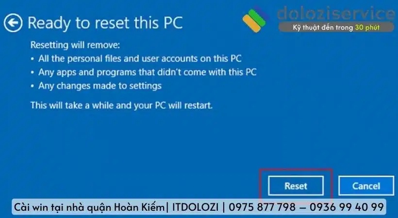 Quy trình dịch vụ cài win tại Dolozi.