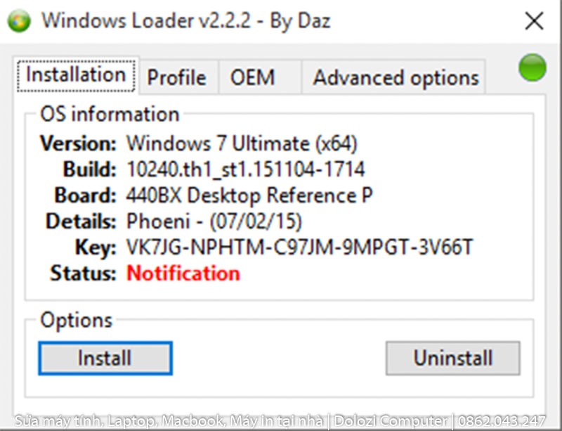 Chọn Install