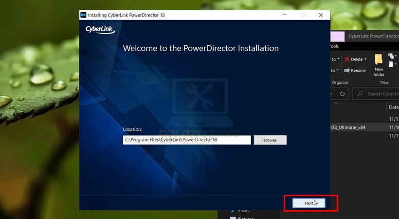 Chọn Next để tiếp tục cài đặt CyberLink PowerDirector Ultimate 18