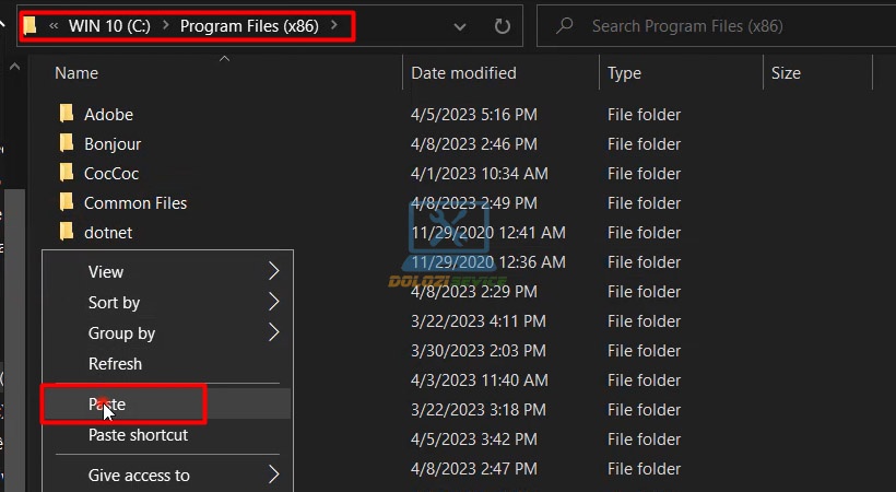 Dán vào Program Files (x86)