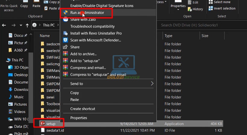 Chạy file Setup