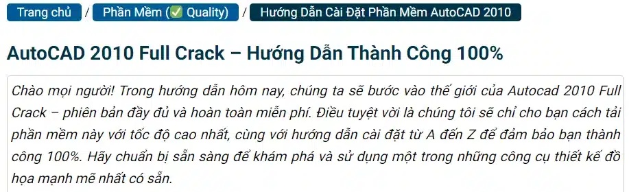 Truy cập vào bài viết hướng dẫn cài đặt phần mềm Autocad 2010