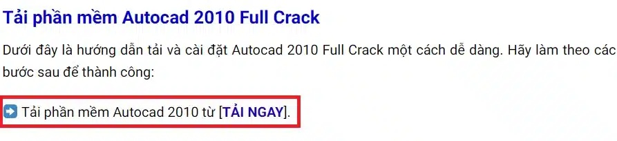 Click vào Link để tải phần mềm Autocad 2010