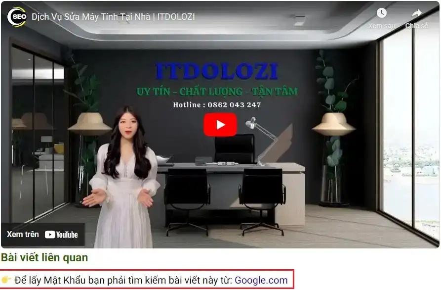 Bạn cần phải tìm từ khóa trên Google và Click vào kết quả